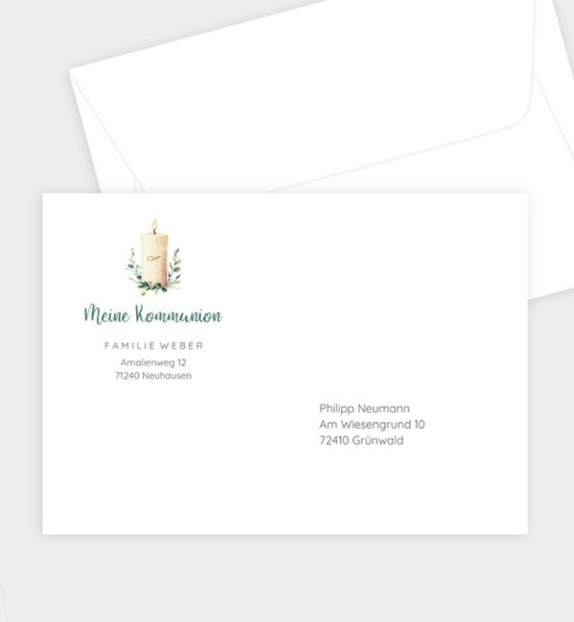 Briefumschlag Kommunion Meine Kerze