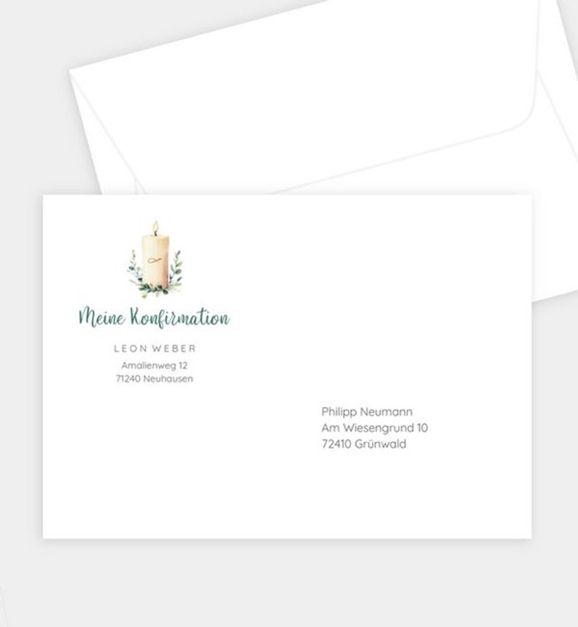 Briefumschlag Konfirmation Meine Kerze