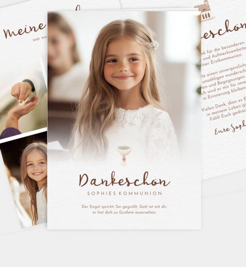 Dankeskarte Kommunion Zarte Kommunion
