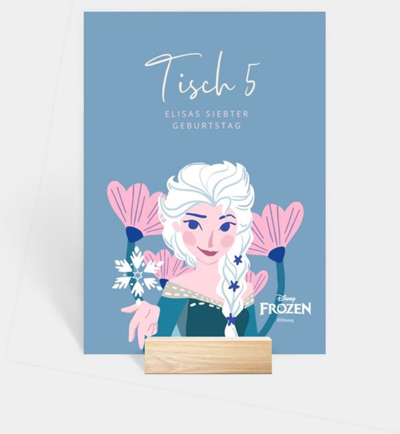Tischnummer Kindergeburtstag Frozen · Eisblume