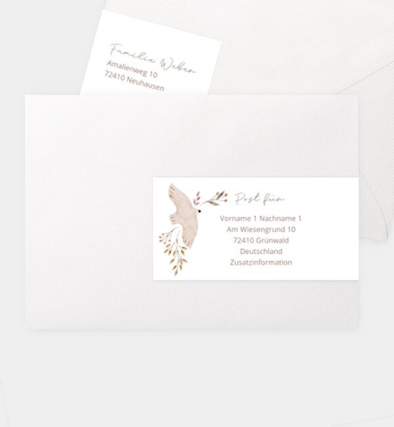 Absenderaufkleber Kommunion Süße Taube