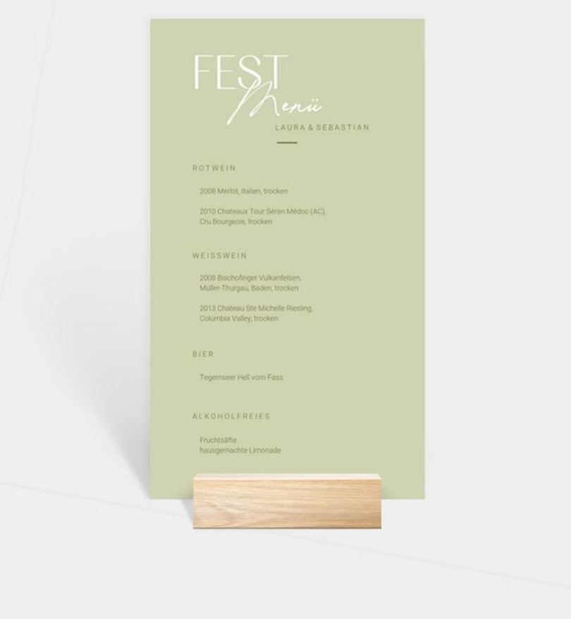 Menükarte Hochzeit Liebesbote