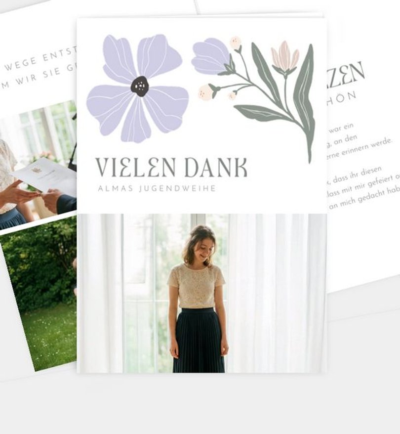 Dankeskarte Jugendweihe Modern Floral