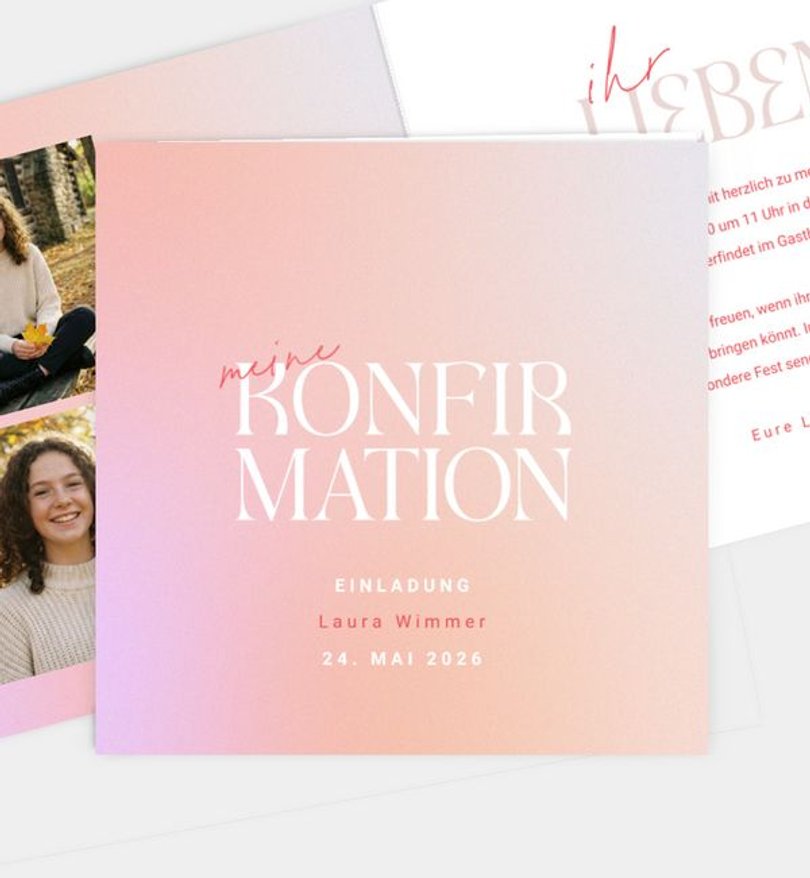 Einladungskarte Konfirmation Dip Dye