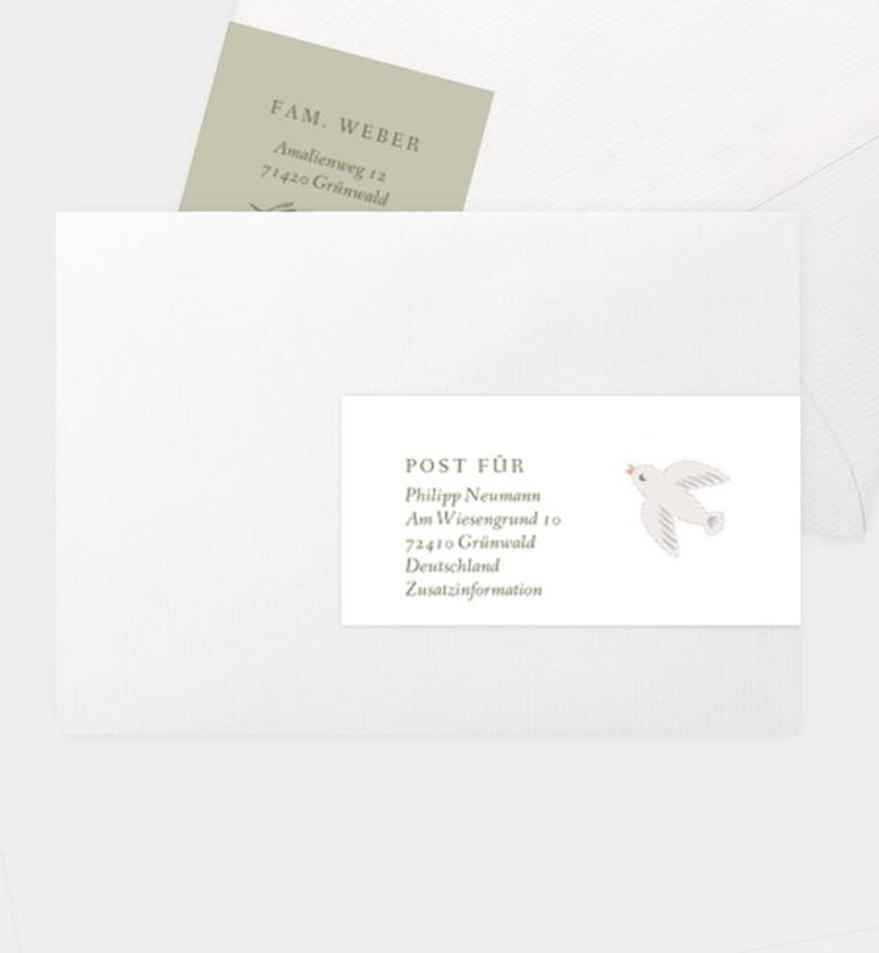 Adressaufkleber Kommunion Olive & Bird