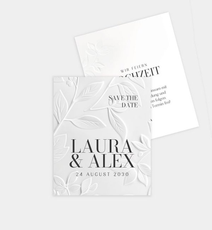 Save-The-Date Karte Hochzeit Botanical Garden · Prägeoptik
