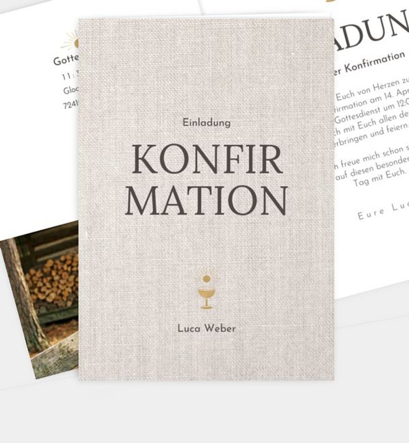 Einladungskarte Konfirmation Goldstück