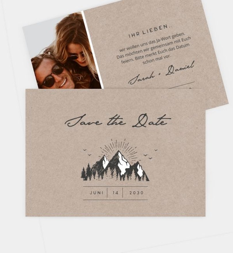 Save-The-Date Karte Hochzeit Bergliebe