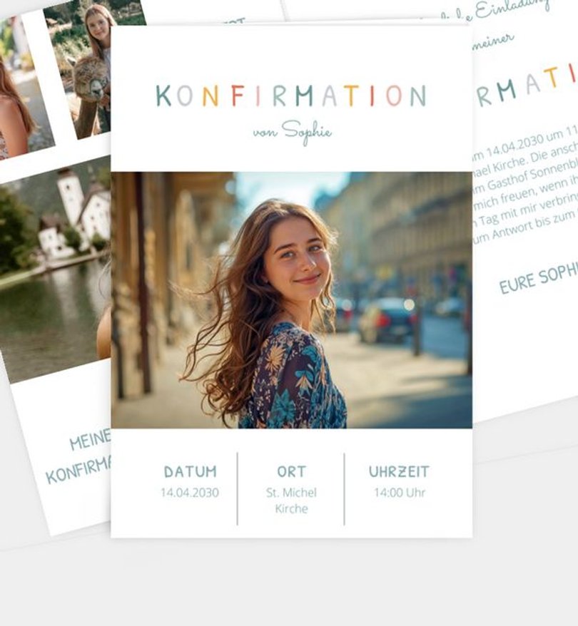 Einladungskarte Konfirmation Cool Grid