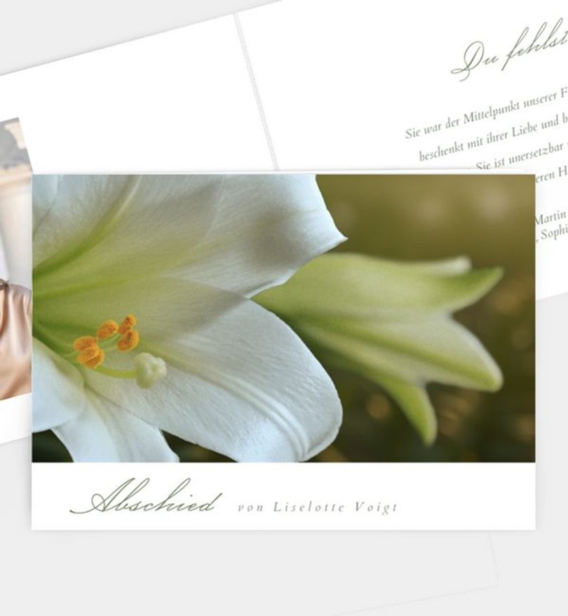 Trauerkarte Trauer White Lily
