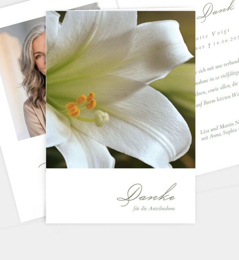 Dankeskarte Trauer White Lily