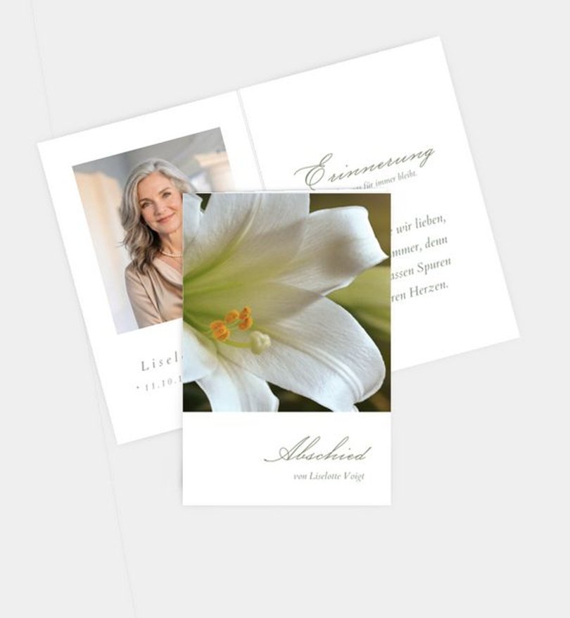 Sterbebilder Trauer White Lily