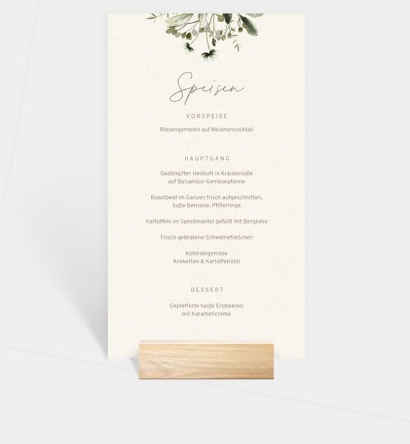 Menükarte Hochzeit Natural Bouquet