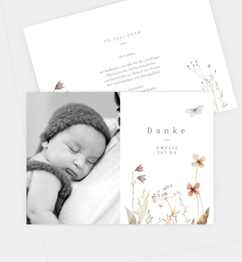 Dankeskarte Geburt Flower Meadow · UNICEF
