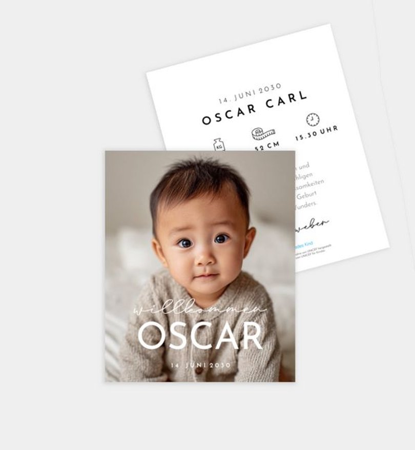 Geburtsanzeige Geburt Benvenuto · UNICEF