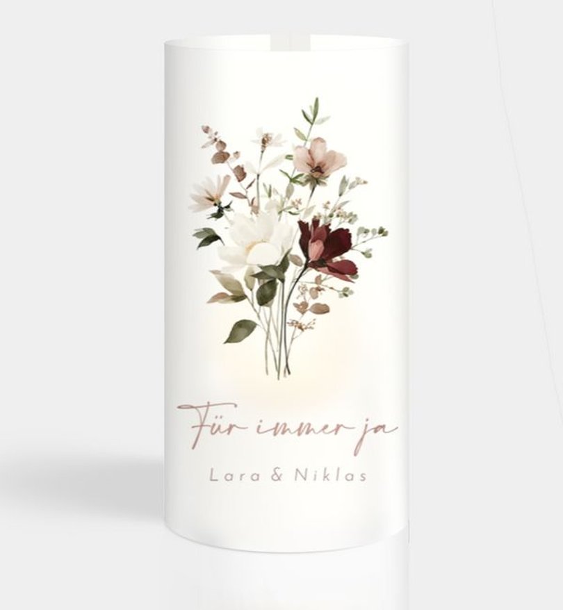 Windlichtkarte Hochzeit Blumenstrauß