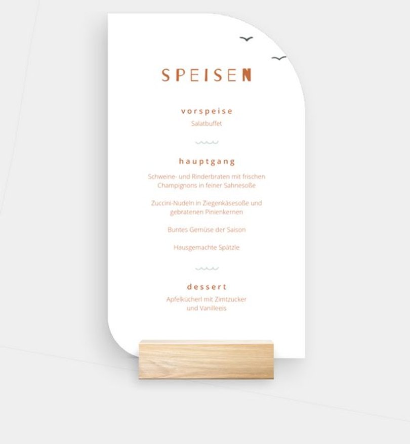Menükarte Taufe Segelschiff
