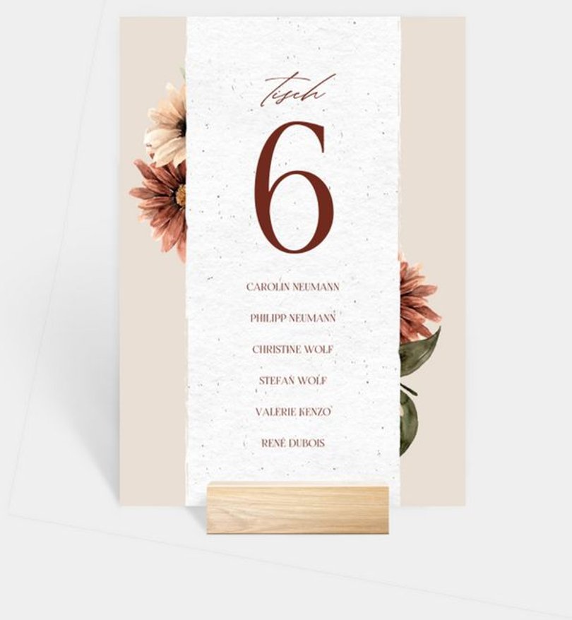 Gruppentischkarte Hochzeit Tender Love