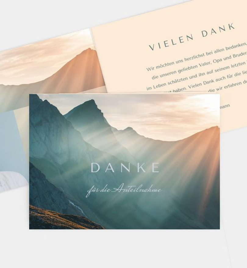 Dankeskarte Trauer Stille Bergsicht