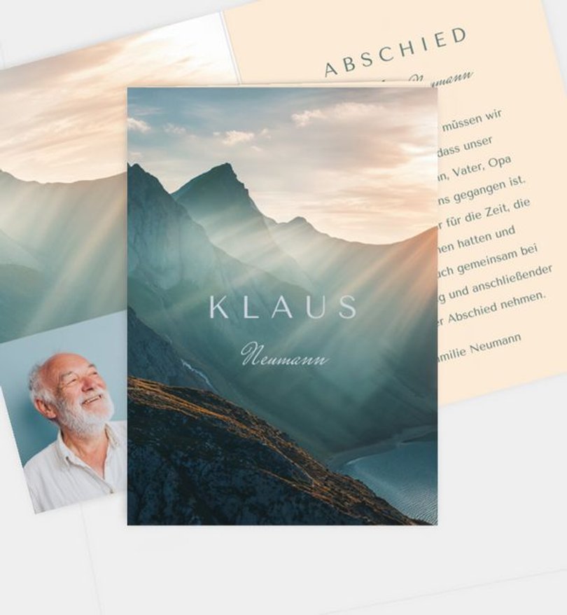 Trauerkarte Trauer Stille Bergsicht