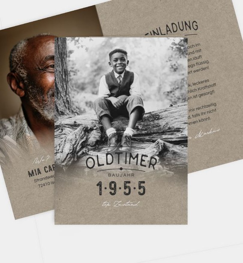 Einladungskarte Geburtstag Nostalgie · Crafty · UNICEF