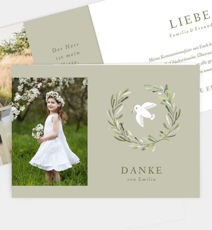 Dankeskarte Kommunion Olive & Bird · UNICEF