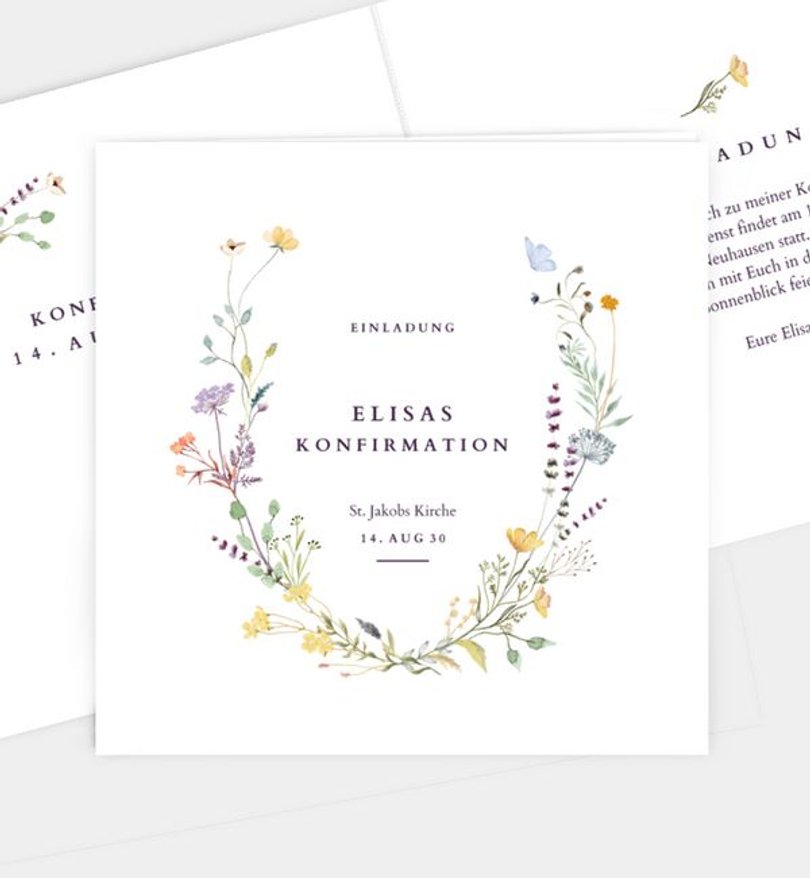 Einladungskarte Konfirmation Blütengarten · UNICEF