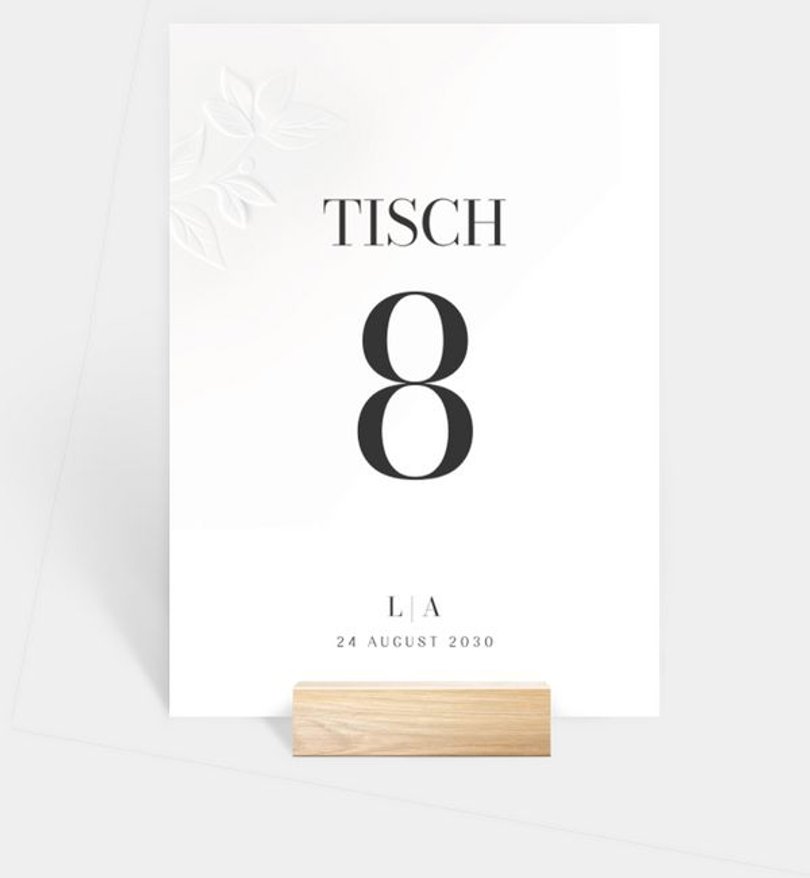 Tischnummer Hochzeit Botanical Garden · Prägeoptik