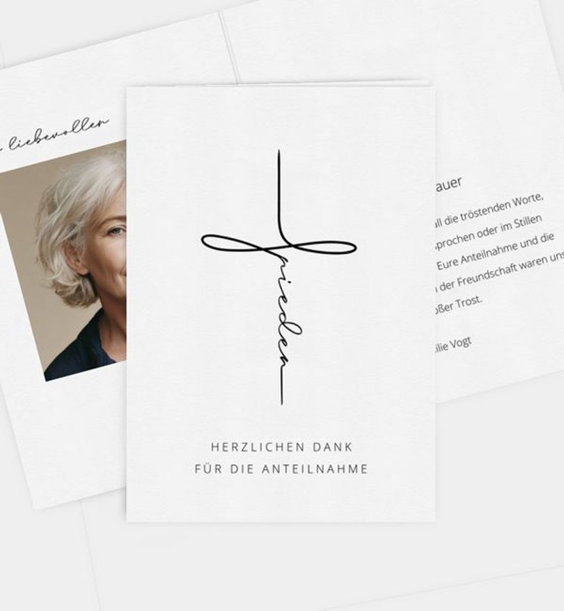 Dankeskarte Trauer Elegant Cross