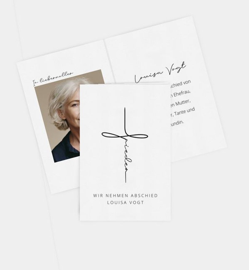 Sterbebilder Trauer Elegant Cross