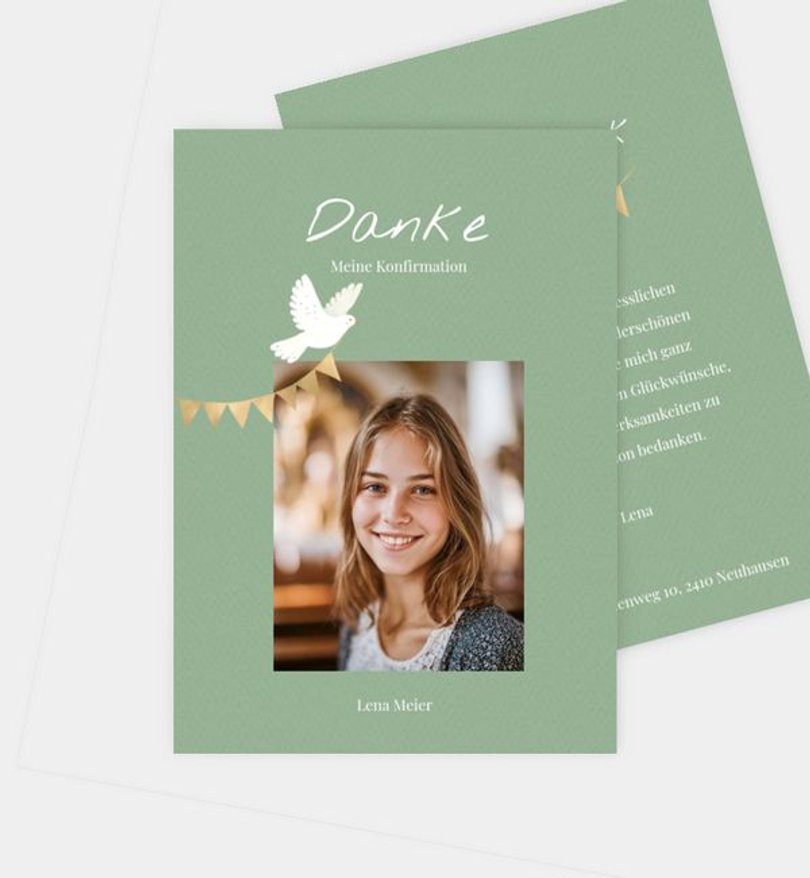Dankeskarte Konfirmation Goldene Wimpel