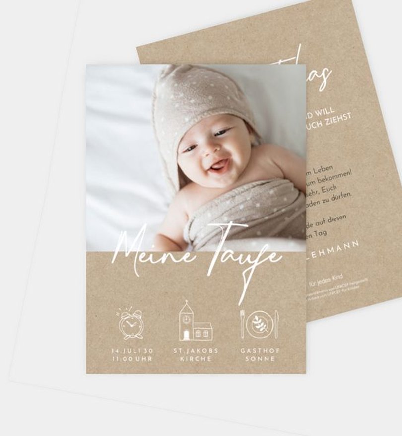 Einladungskarte Taufe Crafty Icons · UNICEF