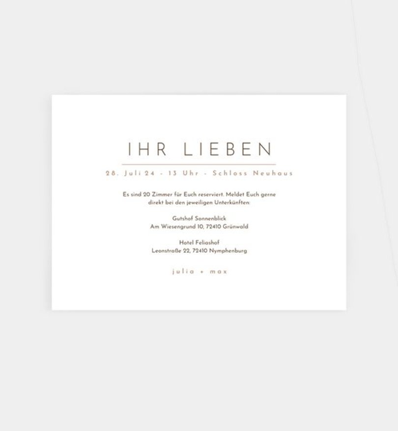 Einlegeblatt bedruckt Hochzeit Semplice