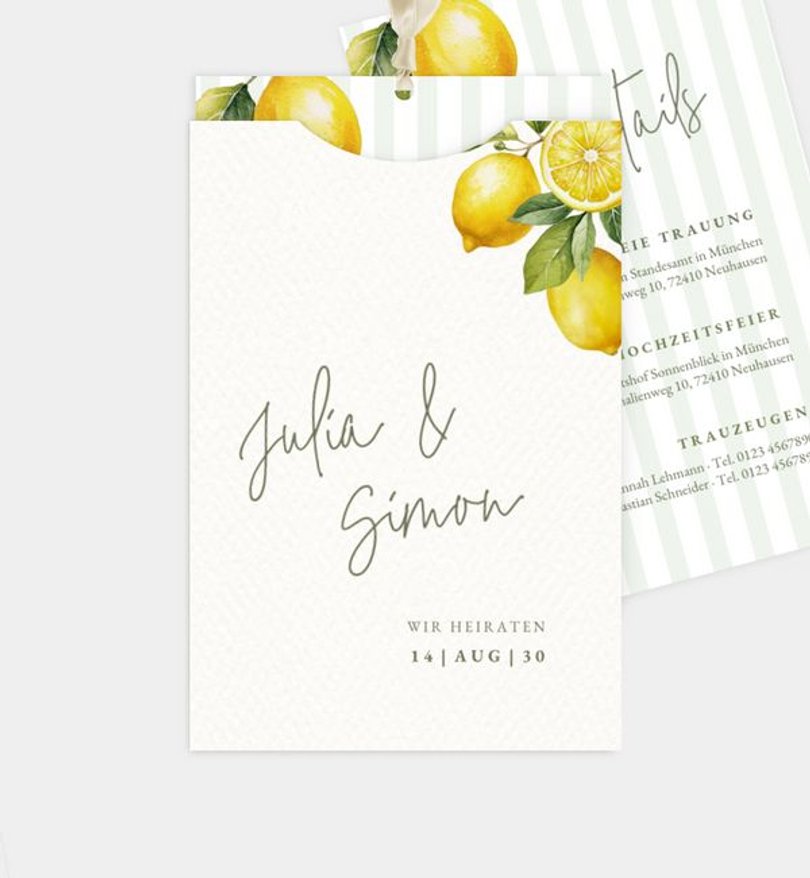 Einladungskarte Hochzeit Lemon Summer
