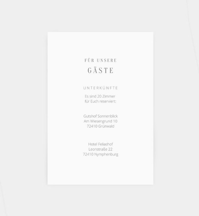 Einlegeblatt bedruckt Hochzeit Modern Style