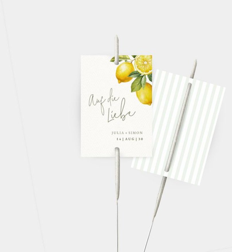 Wunderkerzenetikett Hochzeit Lemon Summer