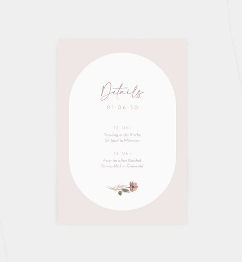 Einlegeblatt bedruckt Hochzeit Blumenstrauß