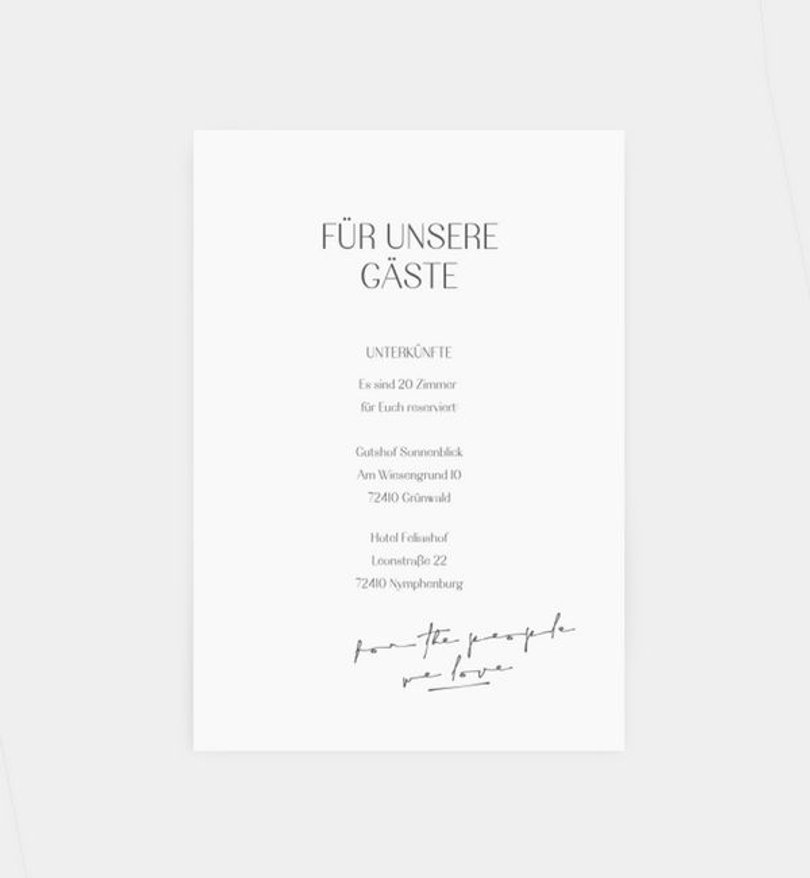 Einlegeblatt bedruckt Hochzeit Urban Wedding