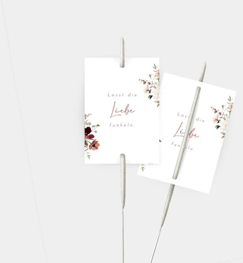 Wunderkerzenetikett Hochzeit Blumenstrauß