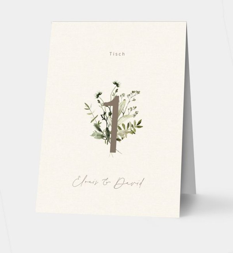 Tischnummer Hochzeit Natural Bouquet