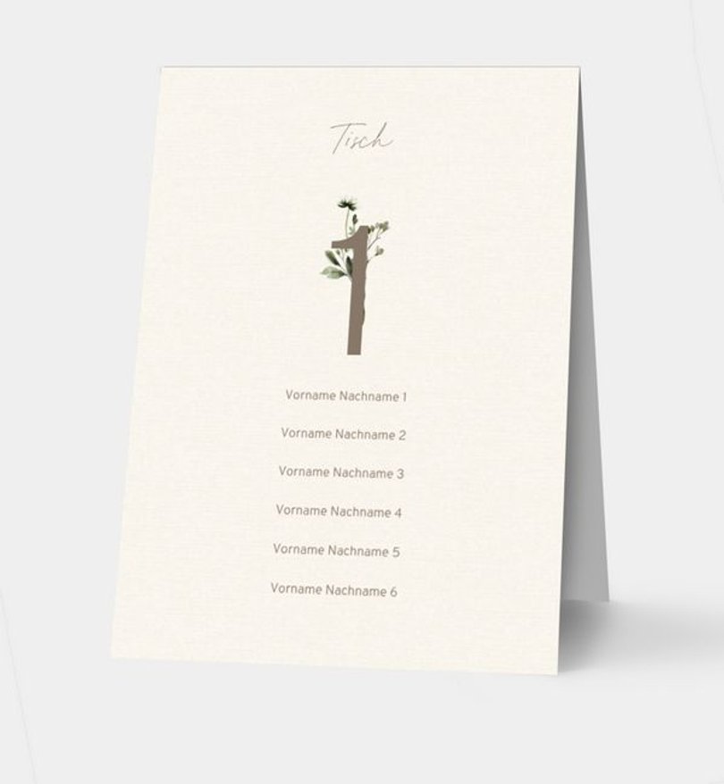 Gruppentischkarte Hochzeit Natural Bouquet