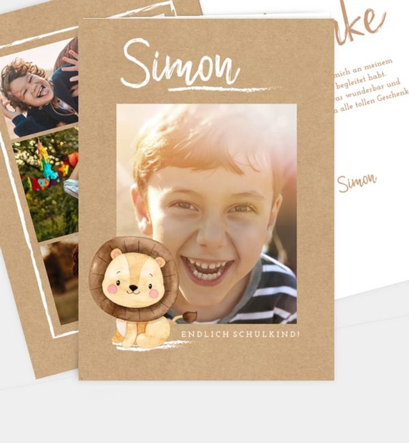 Dankeskarte Einschulung Little Lion