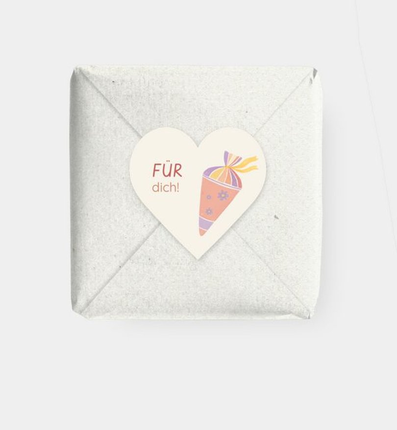 Geschenkaufkleber Einschulung Bunte Schultüte