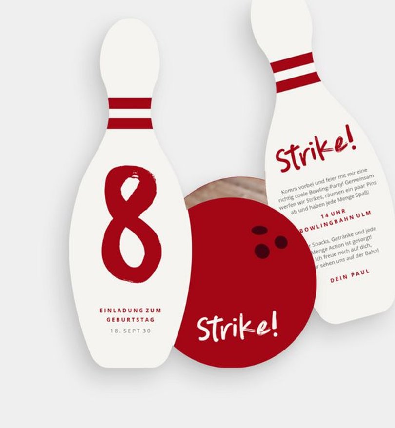Einladungskarte Kindergeburtstag Strike!
