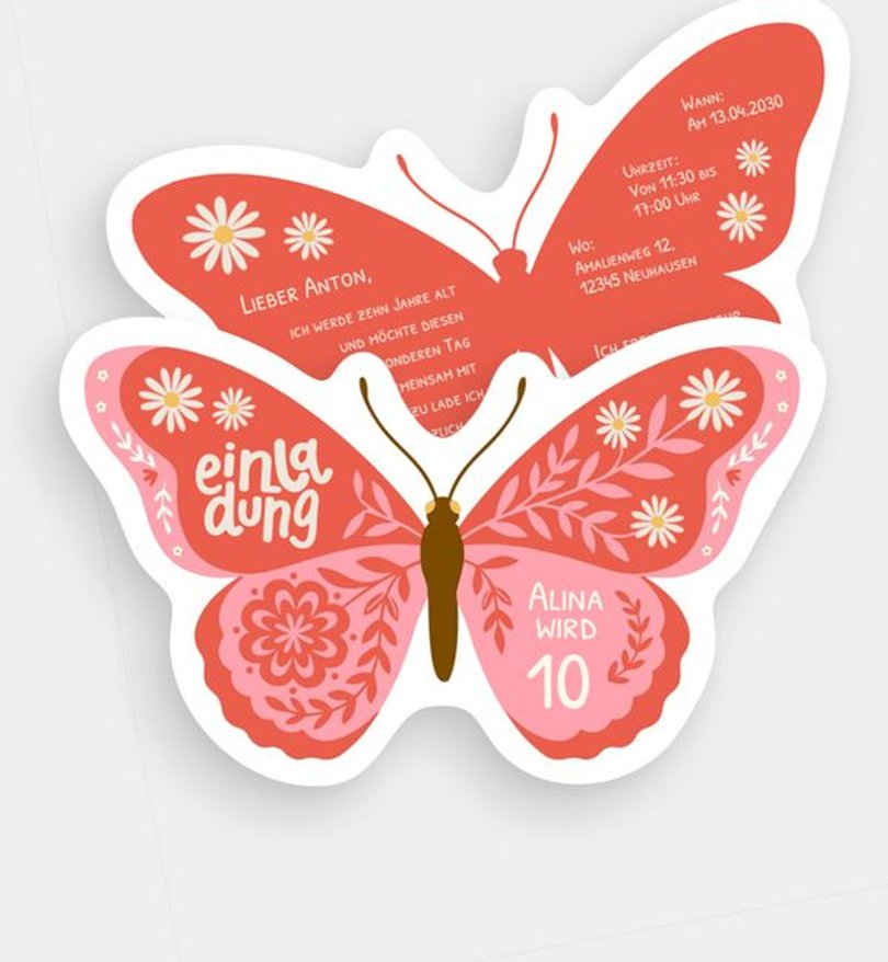 Einladungskarte Kindergeburtstag Butterfly Birthday