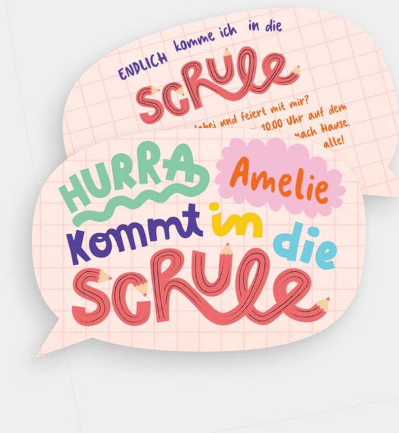 Einladungskarte Einschulung Funky Letters