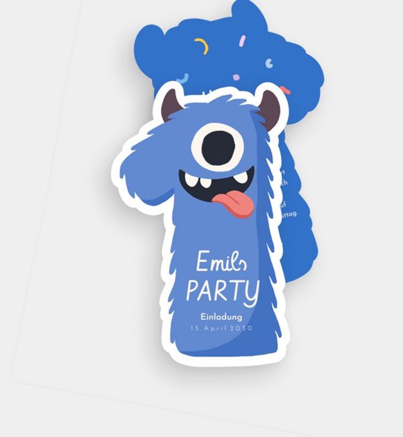 Einladungskarte Kindergeburtstag Monster Number