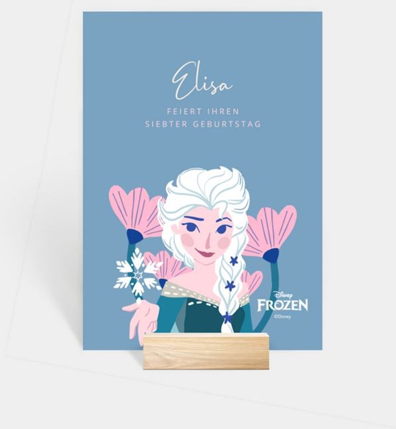 Gruppentischkarte Kindergeburtstag Frozen · Eisblume