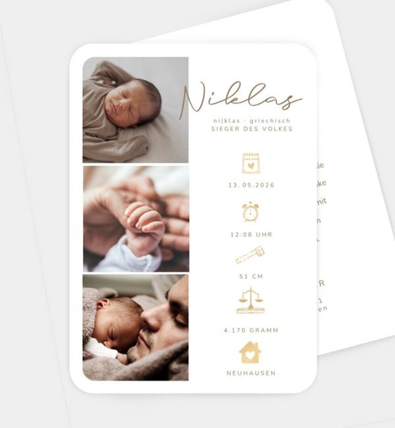 Dankeskarte Geburt Baby Symbols