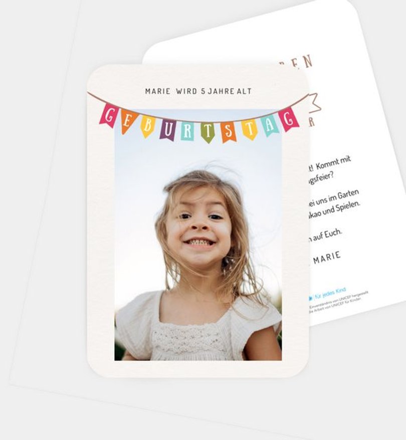 Einladungskarte Kindergeburtstag Wimpelkette · UNICEF
